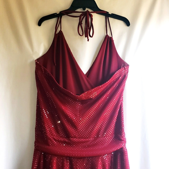 TORRID Women's Red Cherry Sequins Halter Dress Size: 16 - Picture 4 of 7